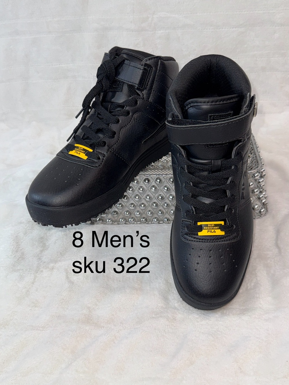 Men's 8 women’s 9 Black Fila Vulc 13 SR High-Top Athletic Sneaker slip resistant